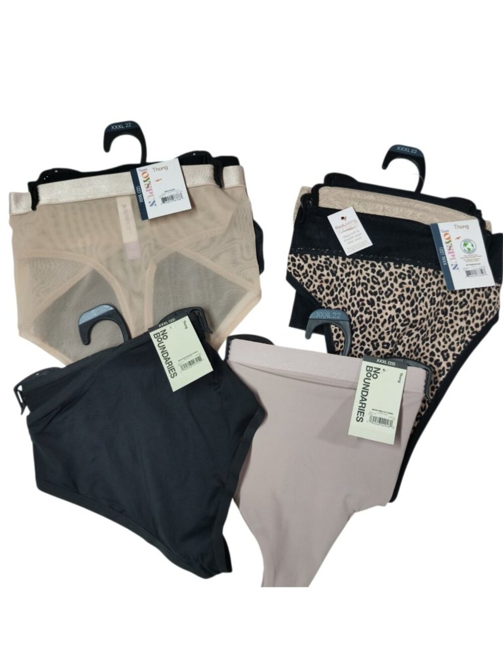 Lot of 7 Pair Joyspun No Boundaries Women's XXXL 22  Thongs Multi-Color NWT